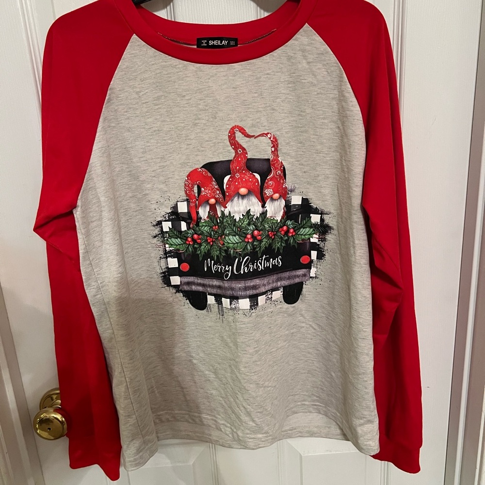 Sheilay Red and Gray Festive Shirt